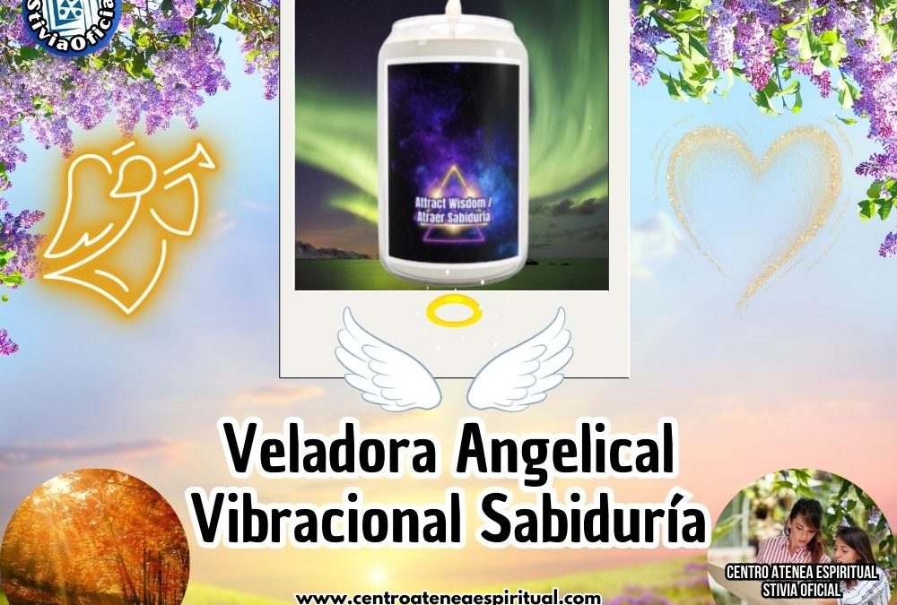 Sabiduría, Veladoras Angelical Vibracional, Ángeles Scented Candle,13.75oz Candles Invoke Wisdom Stivia.