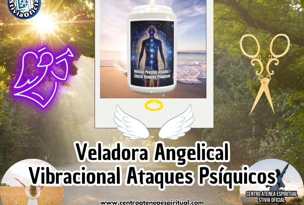 Ataques Psíquicos, Veladoras Angelical Vibracional, Ángeles Scented Candle,13.75oz candles release psychic attacks Stivia.