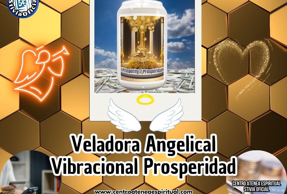 Prosperidad Veladoras Angelicales Vibracionales, Angelical Scented Candle,13.75oz Attract Prosperity Stivia.
